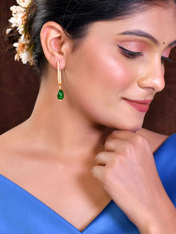 Silvermerc Designs - Women Green Beads New Gold Plated Square Earrings