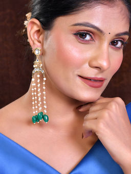 Silvermerc Designs - Women White Pearl Studded Classic Drop Earrings