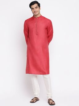 Fabindia - Red Silk Woven Long Kurta