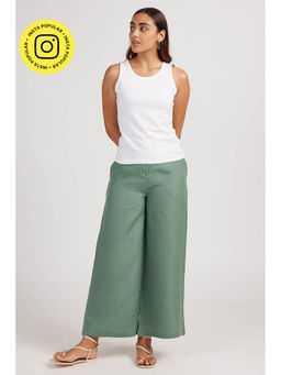 Creatures of Habit - Linen Wide Leg Pant Sage Green
