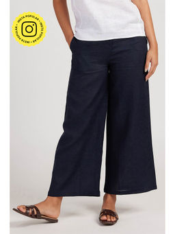 Creatures of Habit - Linen Wide Leg Pant Navy Blue