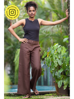 Creatures of Habit - Linen Wide Leg Pant Tree Trunk Brown