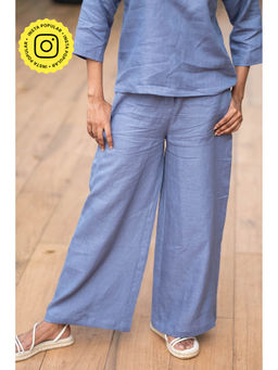 Creatures of Habit - Linen Wide Leg Pant Wildflower Blue