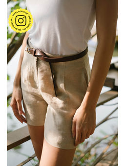 Creatures of Habit - Linen Tailored Shorts Ginger Beige