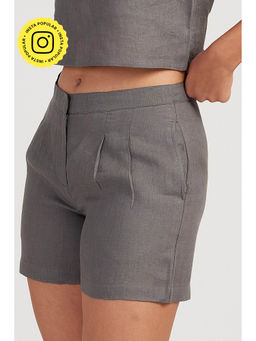 Creatures of Habit - Linen Tailored Shorts Slate Grey