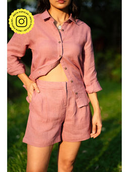 Creatures of Habit - Linen Tailored Shorts Vintage Pink