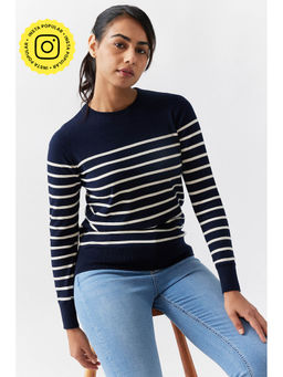 Creatures of Habit - Breton Stripe Sweater Navy Blue