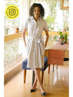 Creatures of Habit - Egyptian Cotton Shirt Dress Light Grey with Belt (Set of 2)