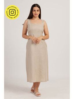 Creatures of Habit - Linen Midi Dress Ginger Beige