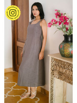 Creatures of Habit - Linen Midi Dress Slate Grey