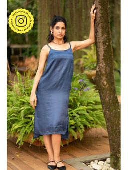 Creatures of Habit - Satin Slip Dress Twilight Blue