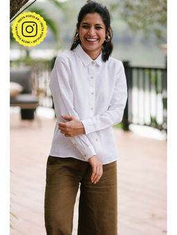 Creatures of Habit - Linen Day Shirt Pearl White