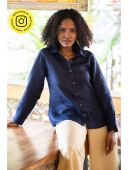 Creatures of Habit - Linen Day Shirt Navy Blue