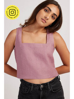 Creatures of Habit - Linen Crop Top Vintage Pink