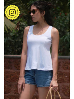 Creatures of Habit - Pima Flared Top Cloud White