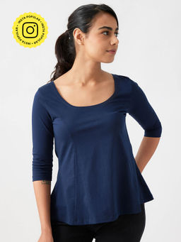 Creatures of Habit - Pima Flared Top Deep Sea Blue