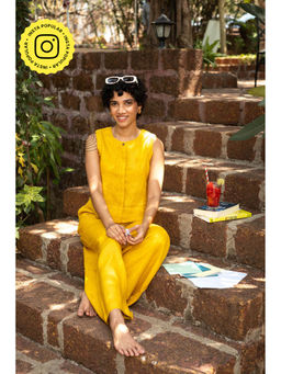 Creatures of Habit - Linen Sleeveless Mustard Shirt