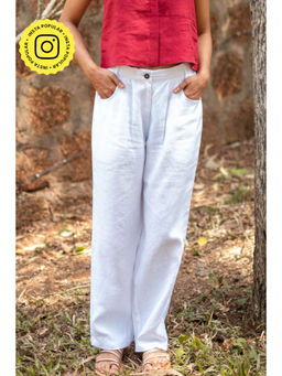 Creatures of Habit - Linen Baggy Pants-Pearl White