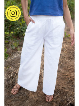 Creatures of Habit - Seersucker Oversized Pants-Cloud White
