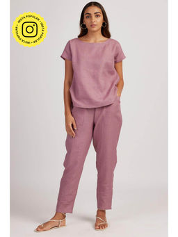 Creatures of Habit - Linen Boat Neck Co-Ord- Vintage Purple (Set of 2)
