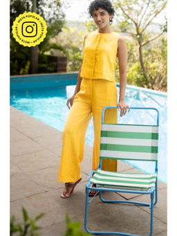 Creatures of Habit - Linen Sleeveless Co-Ord- Yellow (Set of 2)