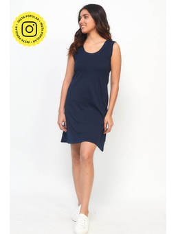 Creatures of Habit - Pima Panel Deep Sea Blue Dress