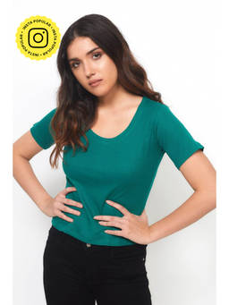 Creatures of Habit - Marine Green Rib Round Neck T-shirt