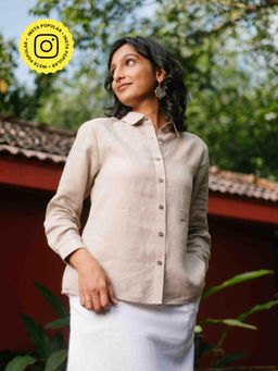 Creatures of Habit - Beige Linen Day Shirt- Ginger