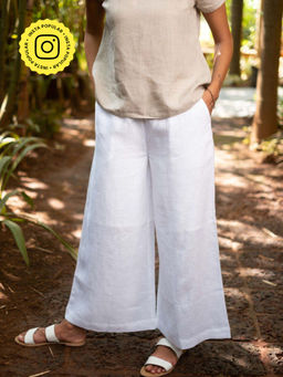 Creatures of Habit - Linen Oversized Pants- Cloud White