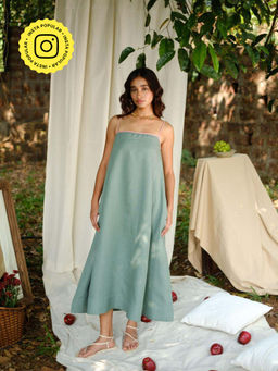 Creatures of Habit - Linen Flow Dress - Sage Green