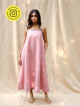 Creatures of Habit - Linen Flow Dress - Vintage Pink