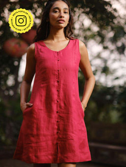 Creatures of Habit - Linen Mini Dress - Indian Red