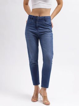 ELLE - Womens Washed Regular Mid Rise Straight Jeans