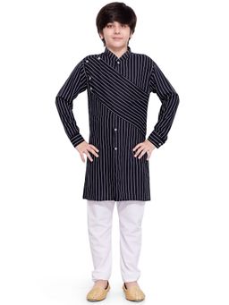 Jeetethnics - Boys Navy Striped Kurta Pyjama Set (Set of 2)