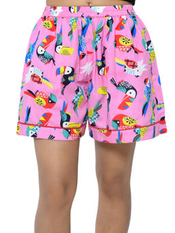 FUNKRAFTS - Girls Cotton Woven Knee Length Bird Printed Shorts