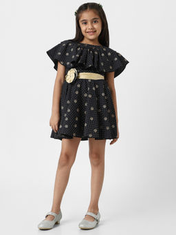 Nautinati - Girls Printed Cotton Frock with Belt (Set of 2)