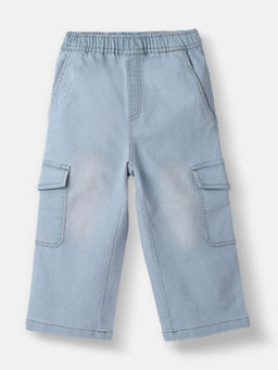 Nautinati - Boys Cotton Denim Faded Cargo Jeans