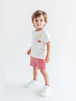 Nautinati - Boys Cotton Graphic Print T-shirt and Striped Shorts Set (Set of 2)