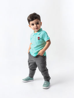 Nautinati - Boys Cotton Spiderman Face Badge Polo T-shirt