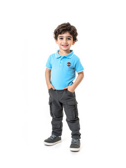 Nautinati - Boys Cotton Spiderman Face Badge Polo T-shirt