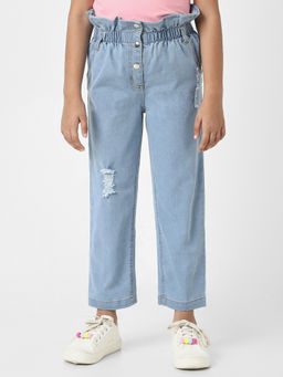 Nautinati - Girls Cotton Denim Distressed Jeans