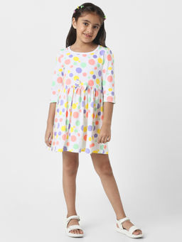Nautinati - Girls White Jersey Cotton Printed Dress
