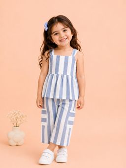 Kidbea - Girls Cotton Square Neck Regular Fit Co-Ord Set