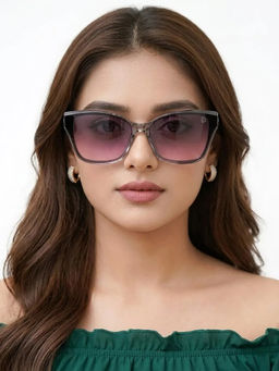 HASHTAG EYEWEAR - Women Elyra Uv Protection Full Rim Purple Lens Sunglasses