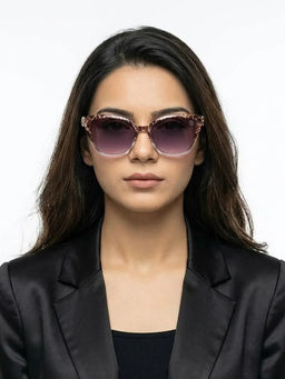 HASHTAG EYEWEAR - Women Cleanse Uv Protection Full Rim Purple Lens Sunglasses