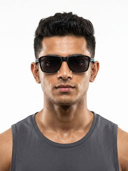 HASHTAG EYEWEAR - Unisex Rift Polarised Full Rim Black Lens Sunglasses