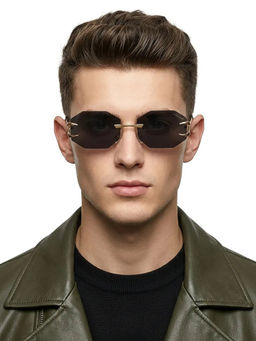 HASHTAG EYEWEAR - Unisex Talon Uv Protection Rimless Black Lens Sunglasses