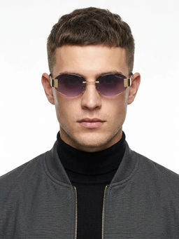HASHTAG EYEWEAR - Unisex Midnight Uv Protection Rimless Purple Lens Sunglasses