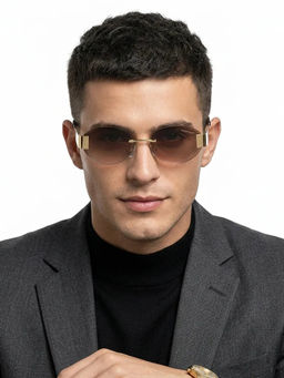 HASHTAG EYEWEAR - Unisex Midnight Uv Protection Rimless Brown Lens Sunglasses