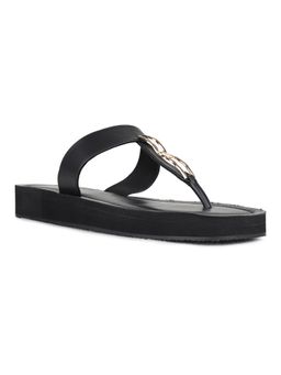Inc.5 - Womens Black Casual Solid T-Strap Slip-On Sandals